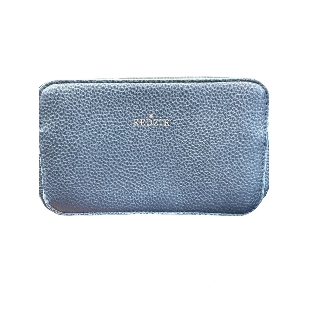 Kedzie Vegan Leather Crossbody Shoulder Bag Navy Blue